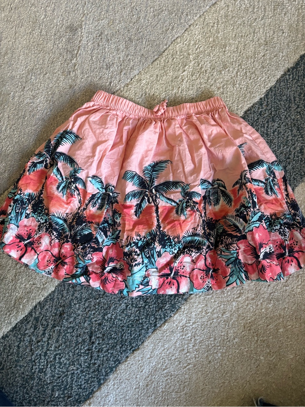 OshKosh B'gosh Kids Pink Tropical Border Circle Skirt Floral Hawaiian Size 8